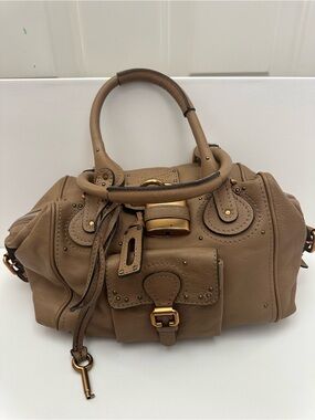 Chloe Paddington Tan Brown Leather Medium Gold Hardware